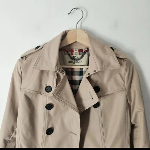 Burberry Tan Double-Breasted Trench Coat with Belt - Picture 3 of 4